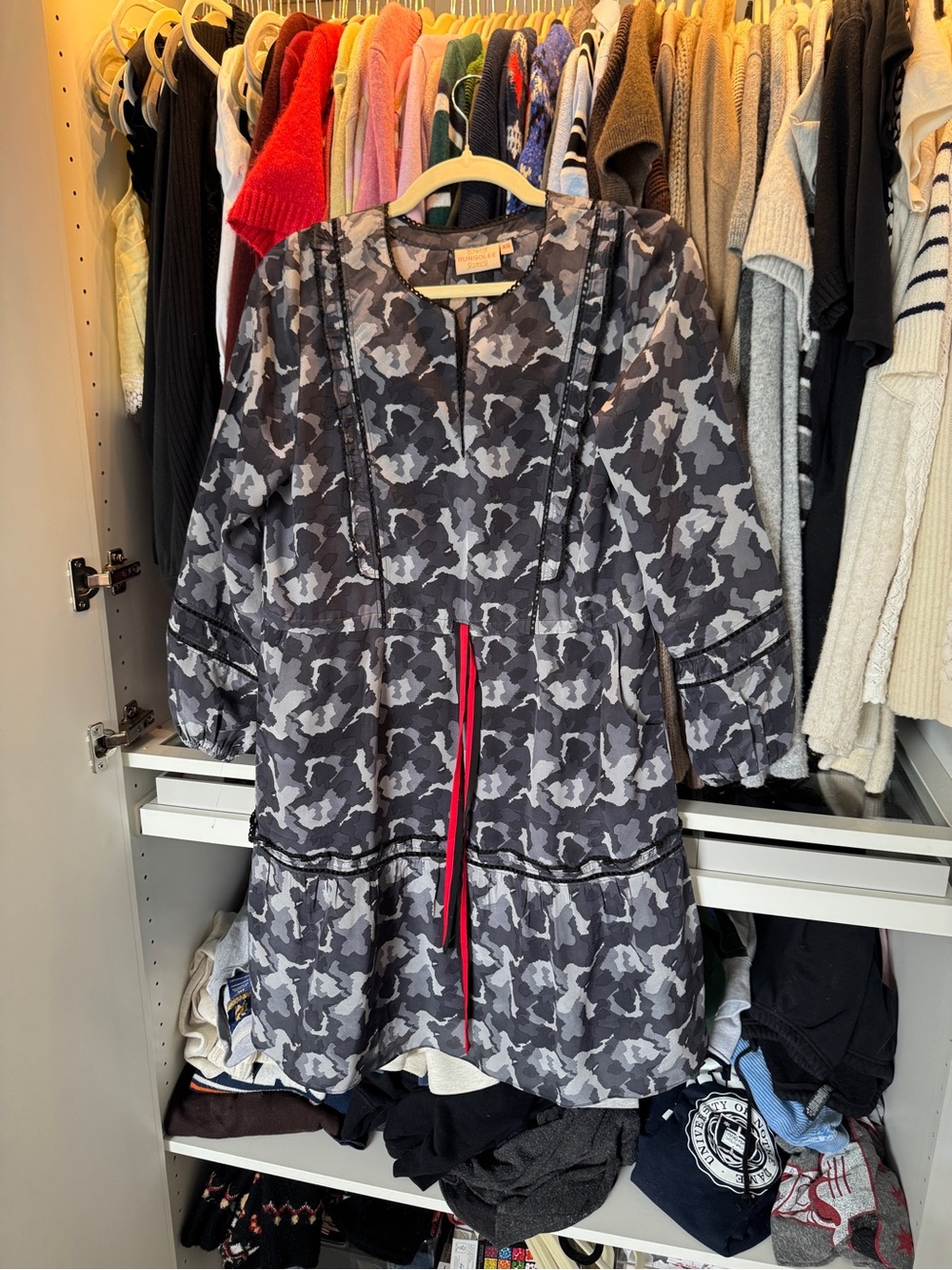 Women's Black, Red, and Gray Camouflage Dress